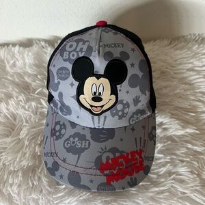 Disney Mickey Mouse Grey & Black Kids Baseball Cap NWOT
